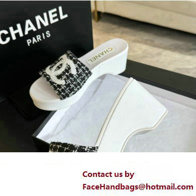 Chanel Tweed  &  Patent Calfskin Mules G45555 Black 2024